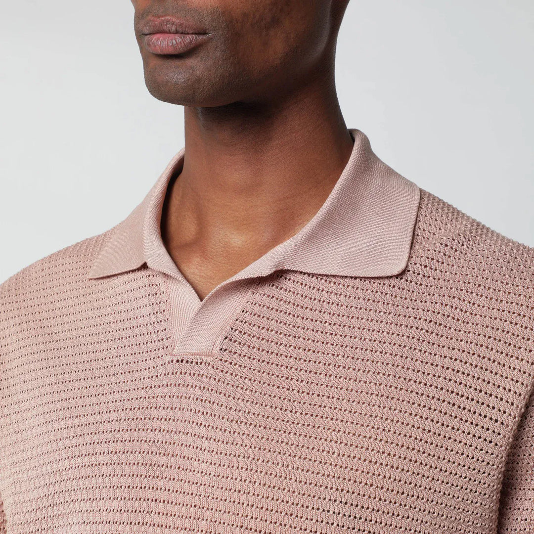 Tagliatore - Pink openwork cotton polo shirt Brand Shirts &amp; Tops