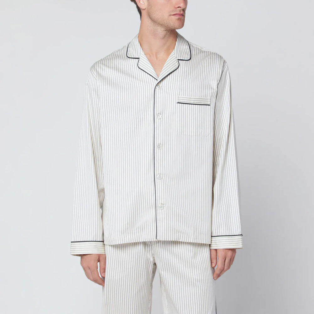 Tekla - Brown and white striped pyjama shirt Brand Shirts & Tops S