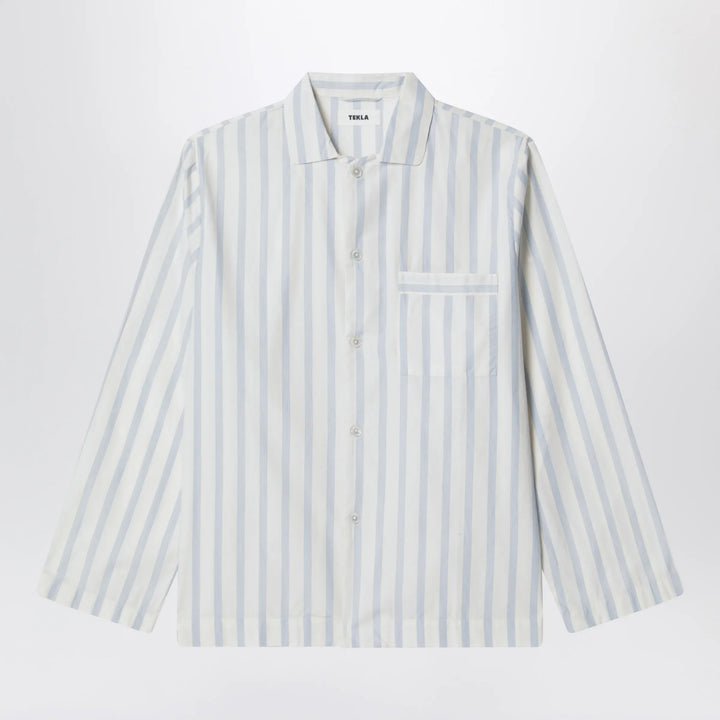 Tekla - White pajama shirt with light blue stripes Brand Shirts &amp; Tops S