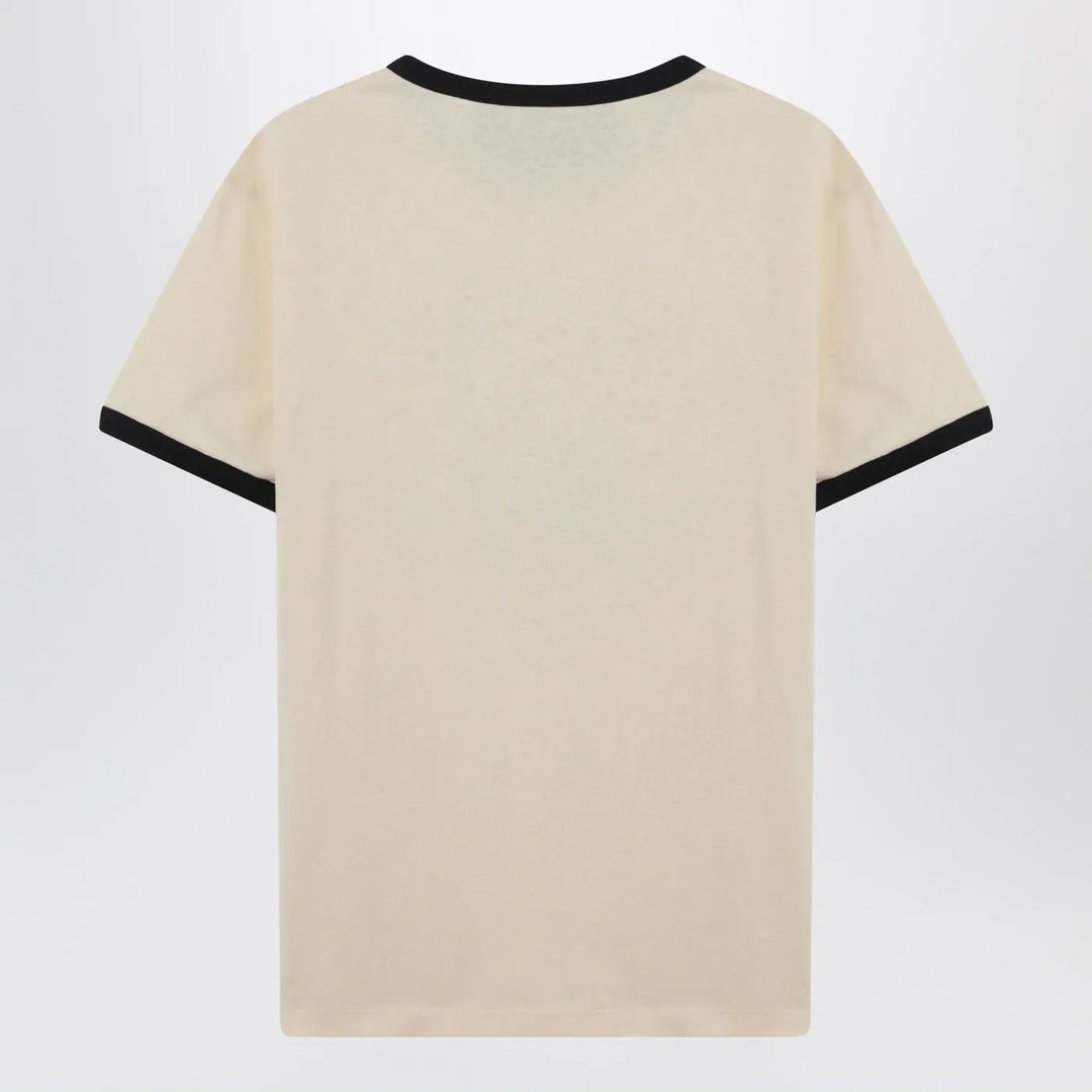 Valentino - Butter-colored T-shirt with Panther print Brand Shirts &amp; Tops