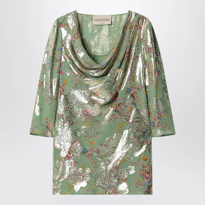 Valentino - Green printed lurex shirt Brand Shirts &amp; Tops 44  IT