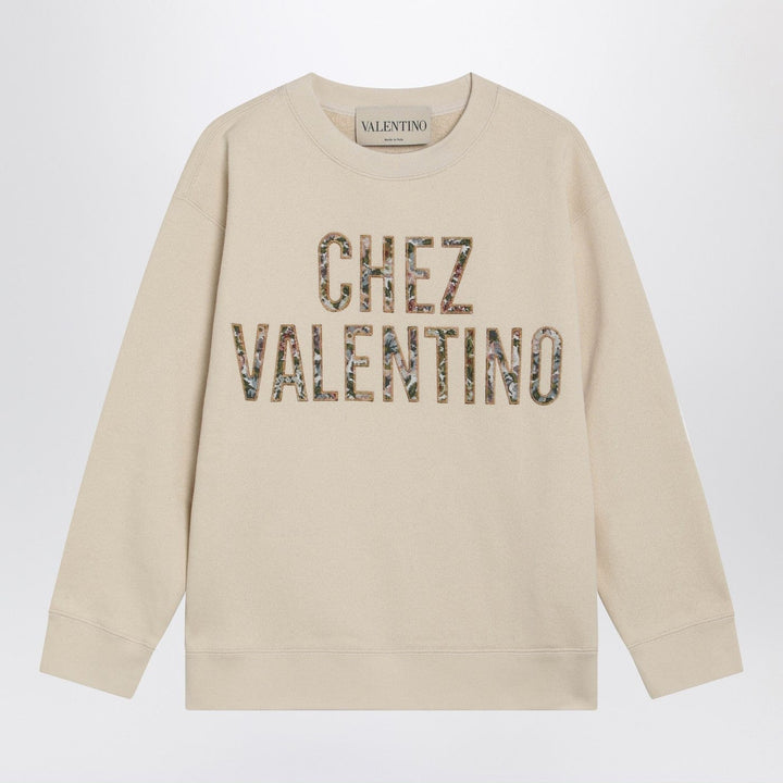 Shirts &amp; Tops Valentino - Ivory cotton sweatshirt with Chez Valentino floral motif Brand