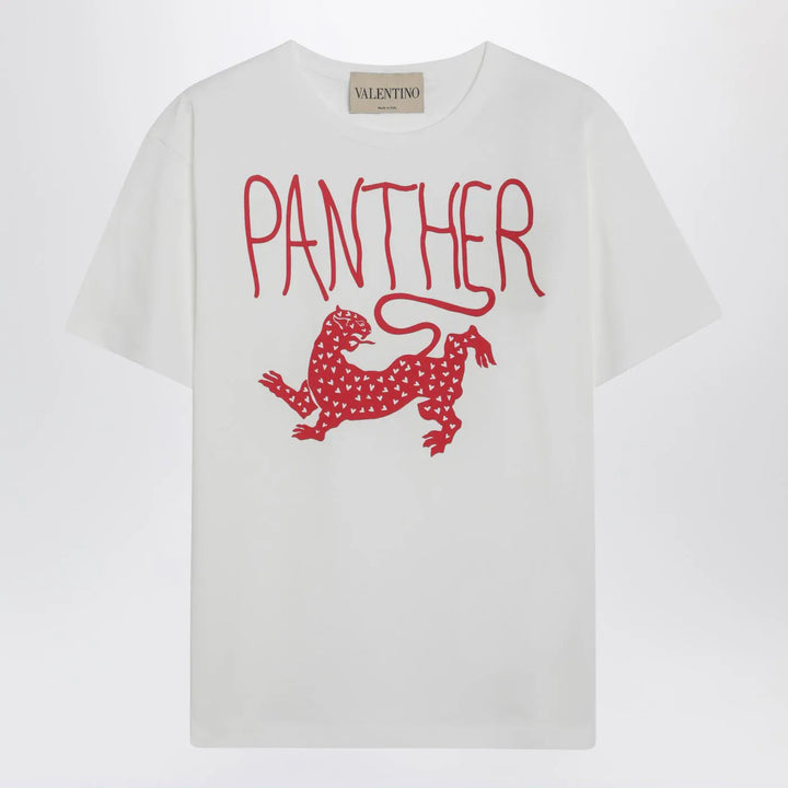 Valentino - Ivory T-shirt with Panther print Brand Shirts &amp; Tops XS