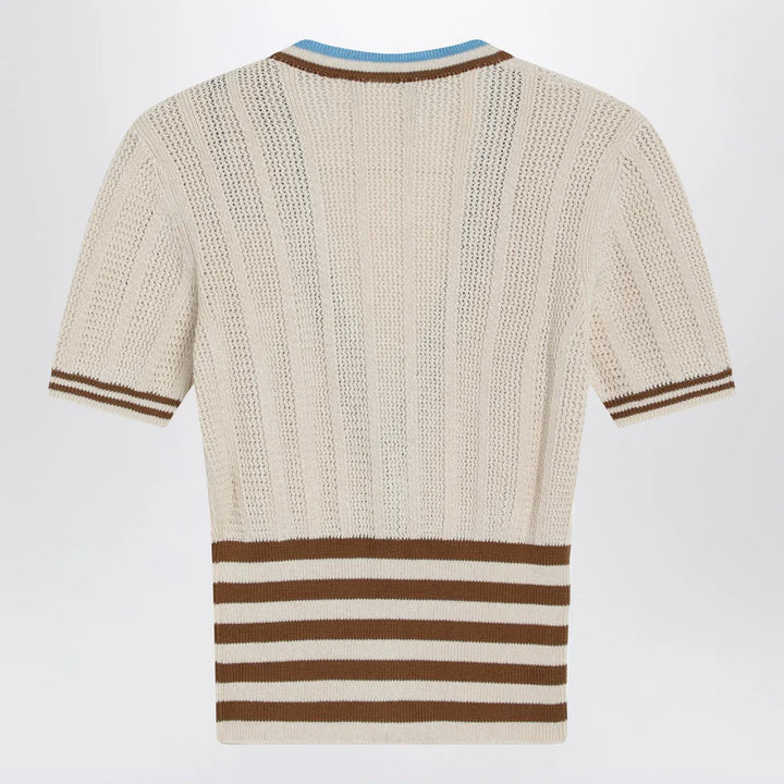 Valentino - Openwork striped cotton cardigan Brand Shirts &amp; Tops