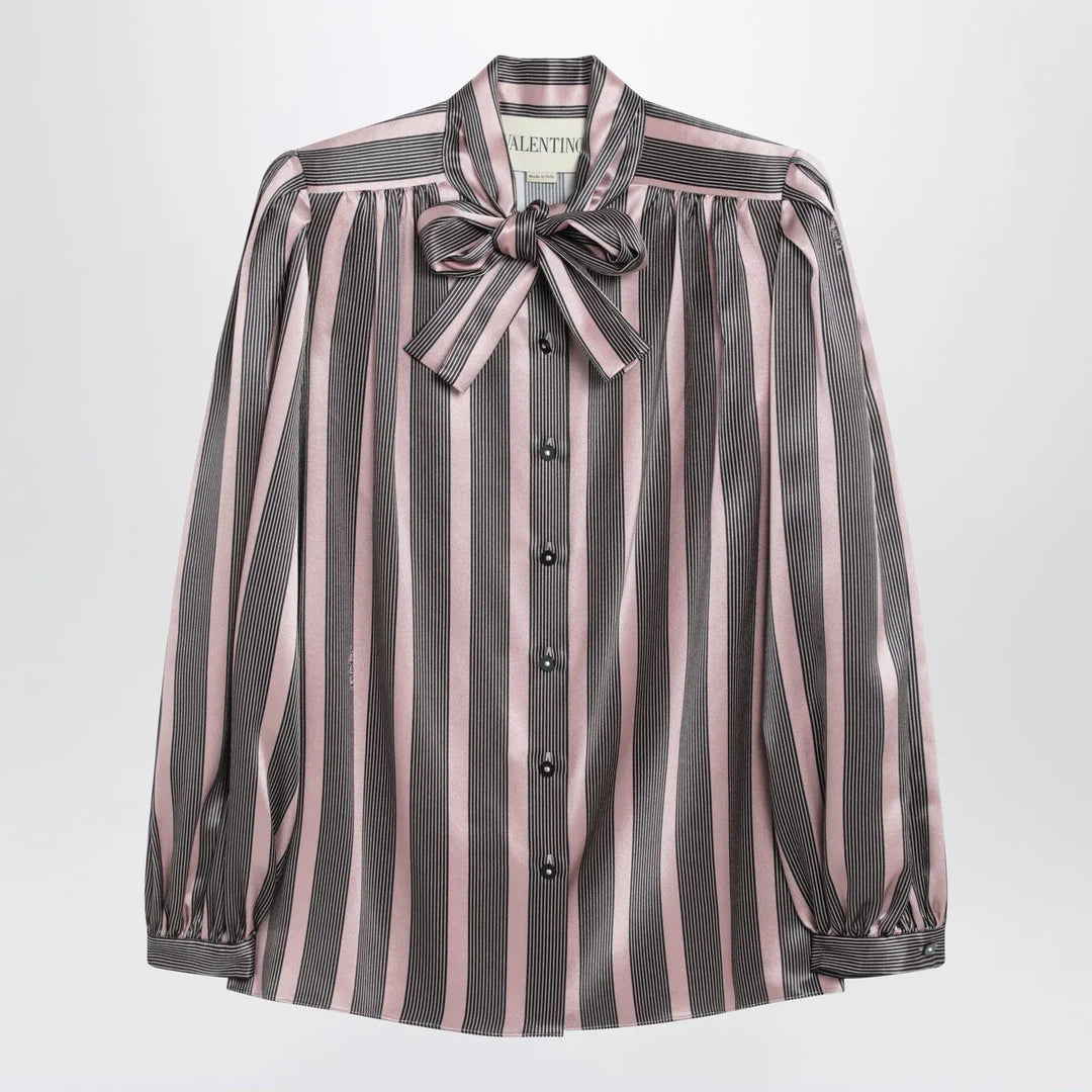 Valentino - Striped Crepe de Chine shirt Brand Shirts &amp; Tops 40  IT