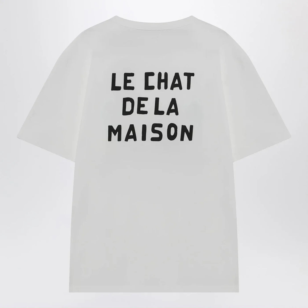 Valentino - White T-shirt with Le Chat De La Maison print Brand Shirts &amp; Tops