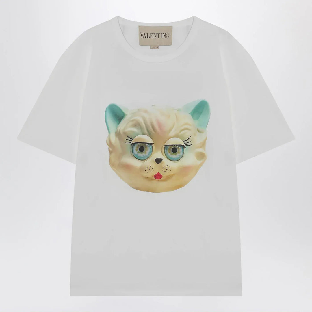 Valentino - White T-shirt with Le Chat De La Maison print Brand Shirts &amp; Tops S