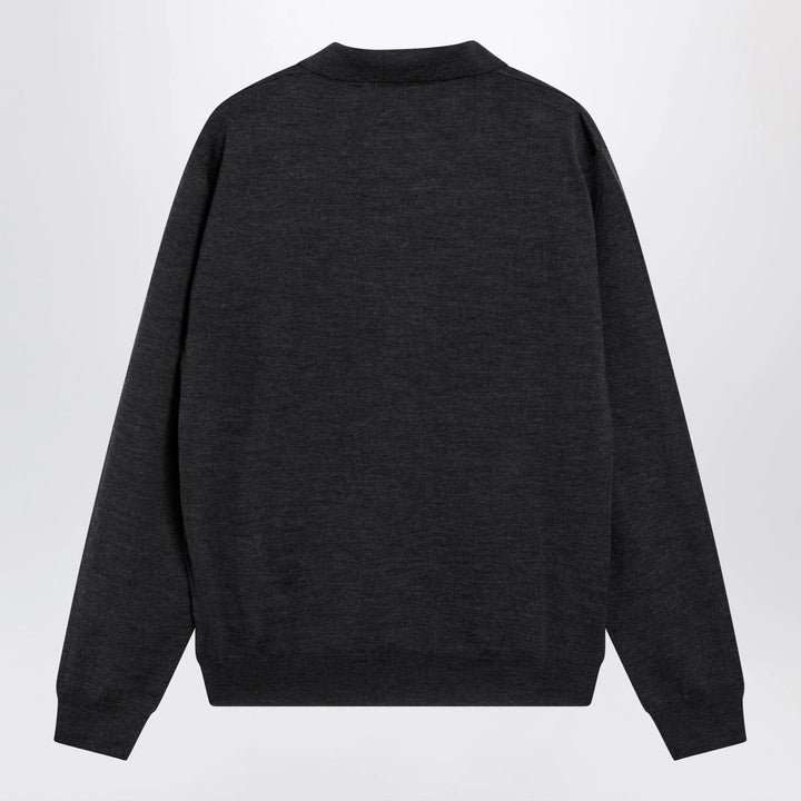 Valentino - Wool polo shirt with VLogo embroidery in anthracite Brand Shirts &amp; Tops
