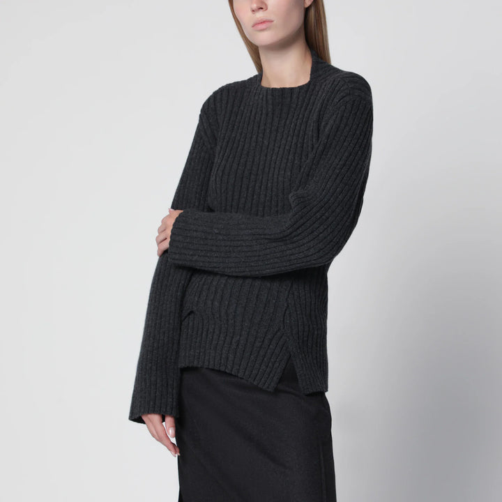 Victoria Beckham - Ribbed Sweater in Burgundy Wool and Cashmere Brand Shirts &amp; Tops S