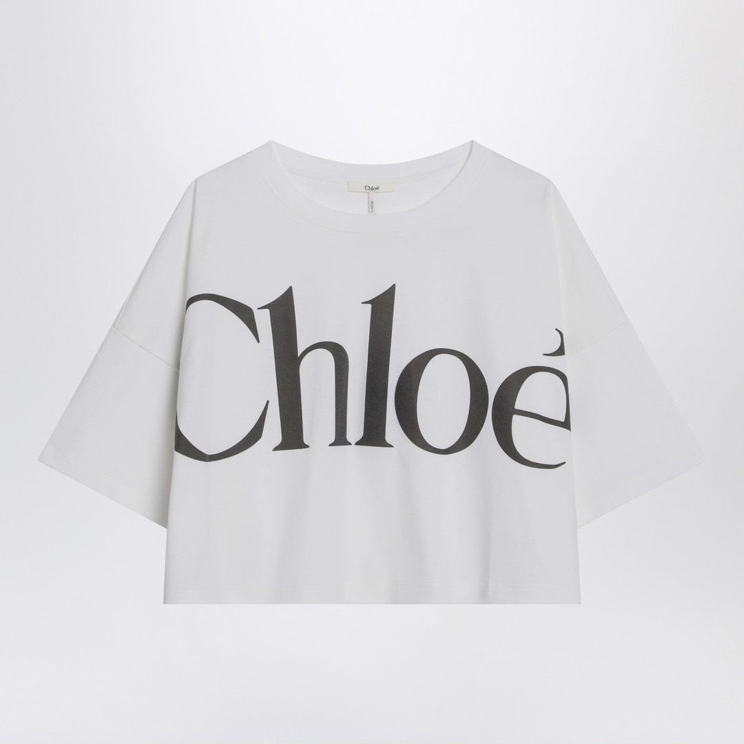 Shirts &amp; Tops White boxy T-shirt with logo print Brand