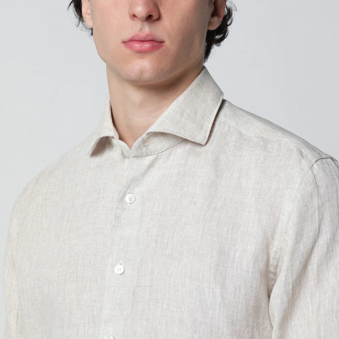 XACUS - Tailor Fit linen shirt beige Brand Shirts &amp; Tops 44