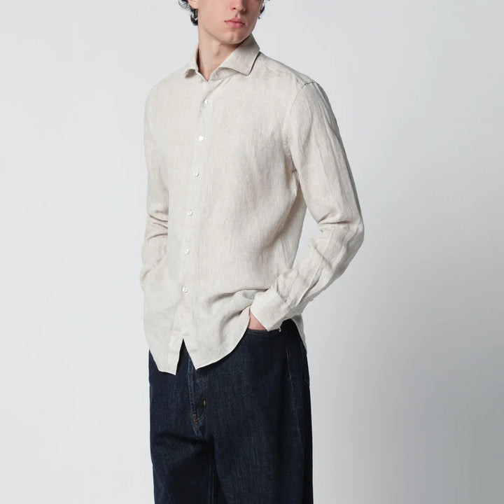 XACUS - Tailor Fit linen shirt beige Brand Shirts &amp; Tops 44