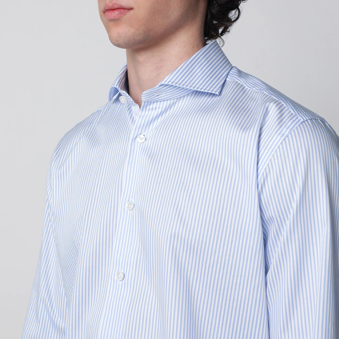 XACUS - White/light blue cotton Travel shirt Brand Shirts &amp; Tops