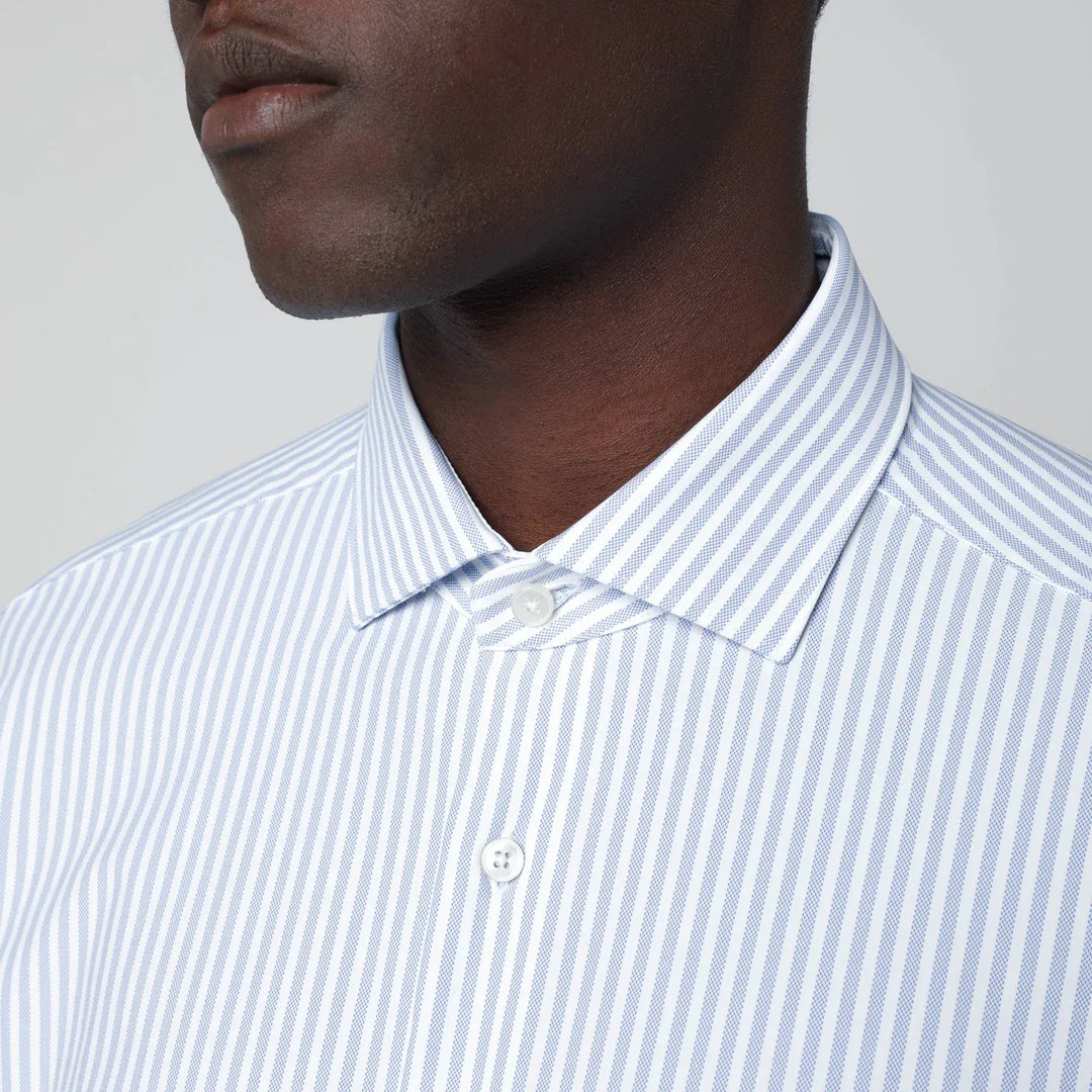 XACUS - White striped Active shirt Tailor Fit Brand Shirts &amp; Tops