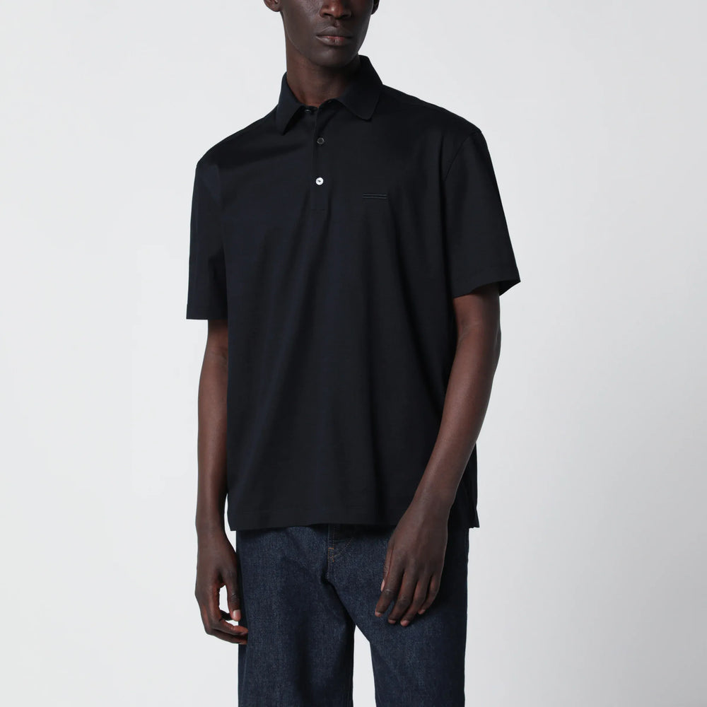 ZEGNA - Navy blue cotton polo Brand Shirts & Tops 48 IT