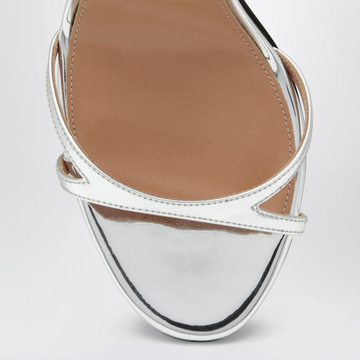 Aquazzura - Nuda 85 sandals in silver metallic leather Brand Shoes