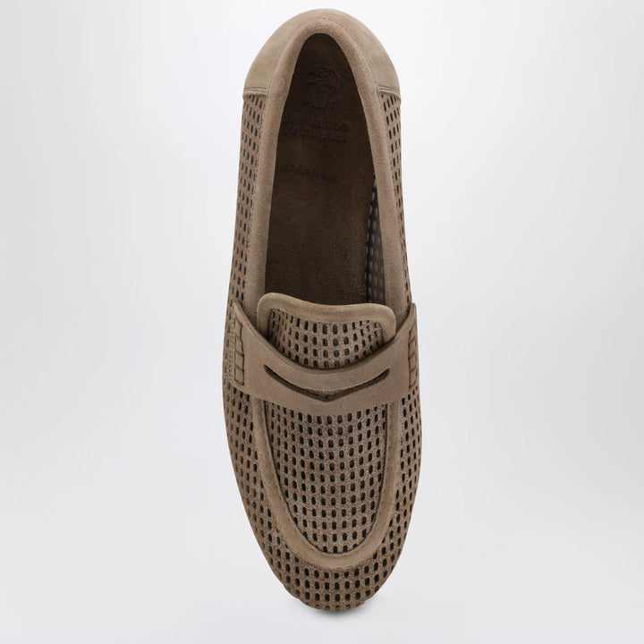 Brunello Cucinelli - Brown loafers in Sparkling Net leather Brand Shoes