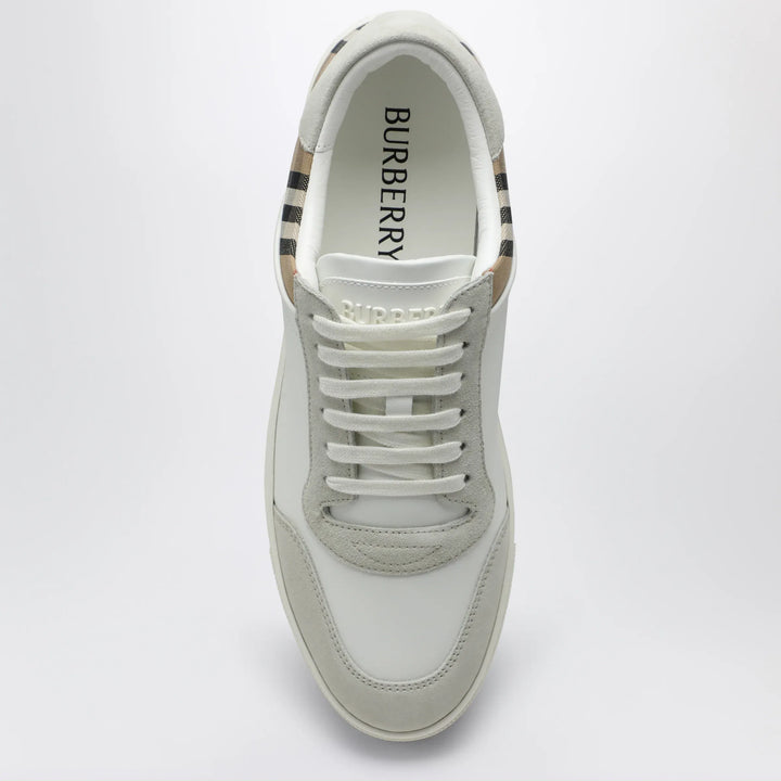 Burberry - White and Check leather sneakers Brand Shoes