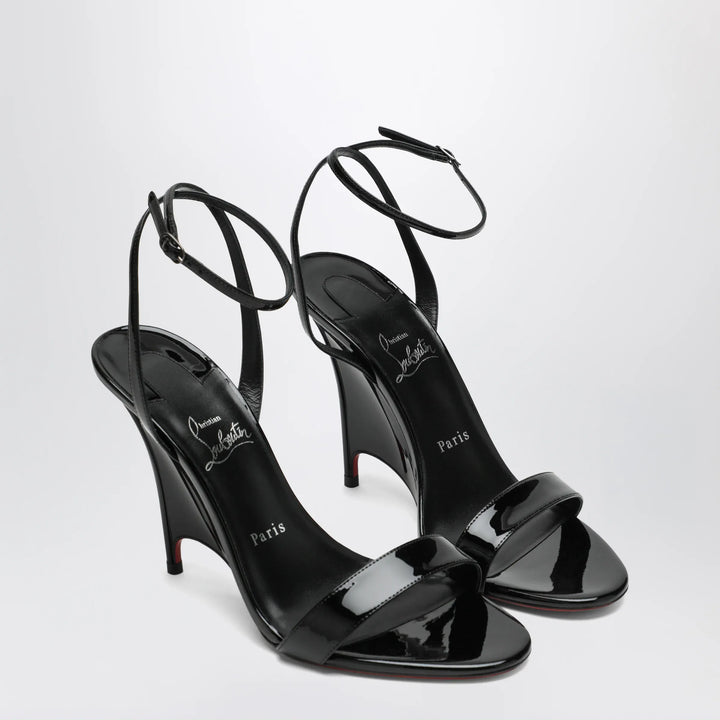 Christian Louboutin - Miss Z black patent leather wedge sandals Brand Shoes