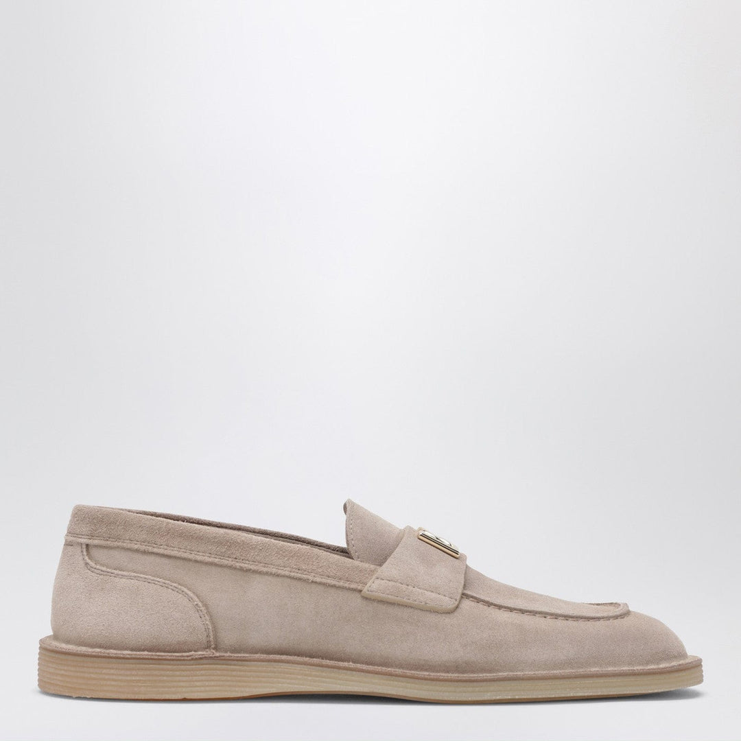 Shoes Dolce&amp;Gabbana - Desert-colored suede loafers with DG logo Brand