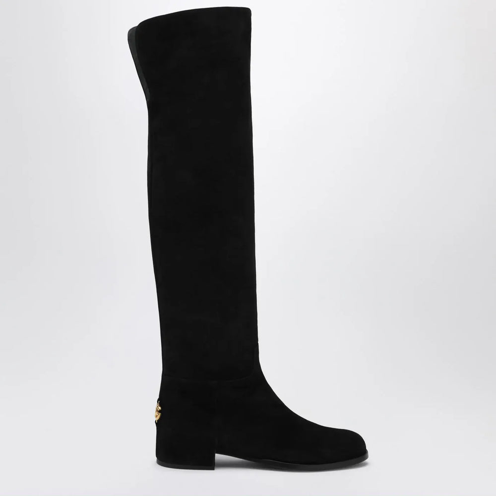 Dolce&Gabbana - High suede boot black Brand Shoes 37,5 IT