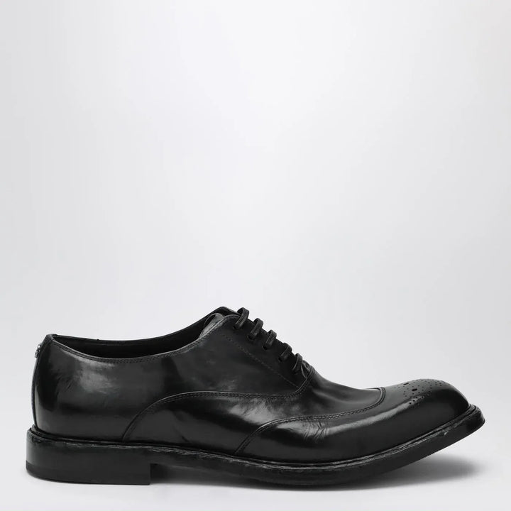 Dolce&amp;Gabbana - Washed black calfskin lace-up shoe Brand Shoes 40 IT