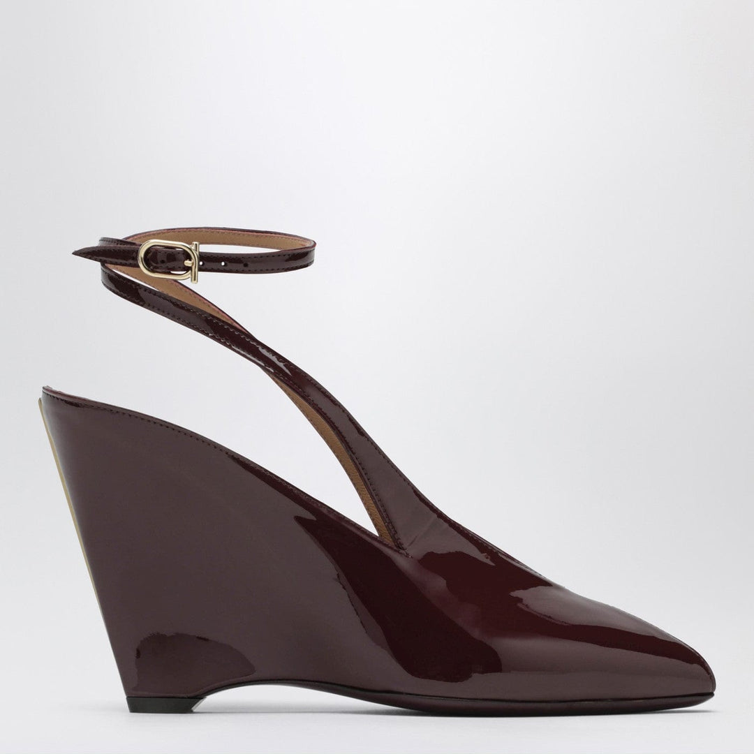 Shoes Ferragamo - Peep Toe Wedge Sandals in Bordeaux Brand
