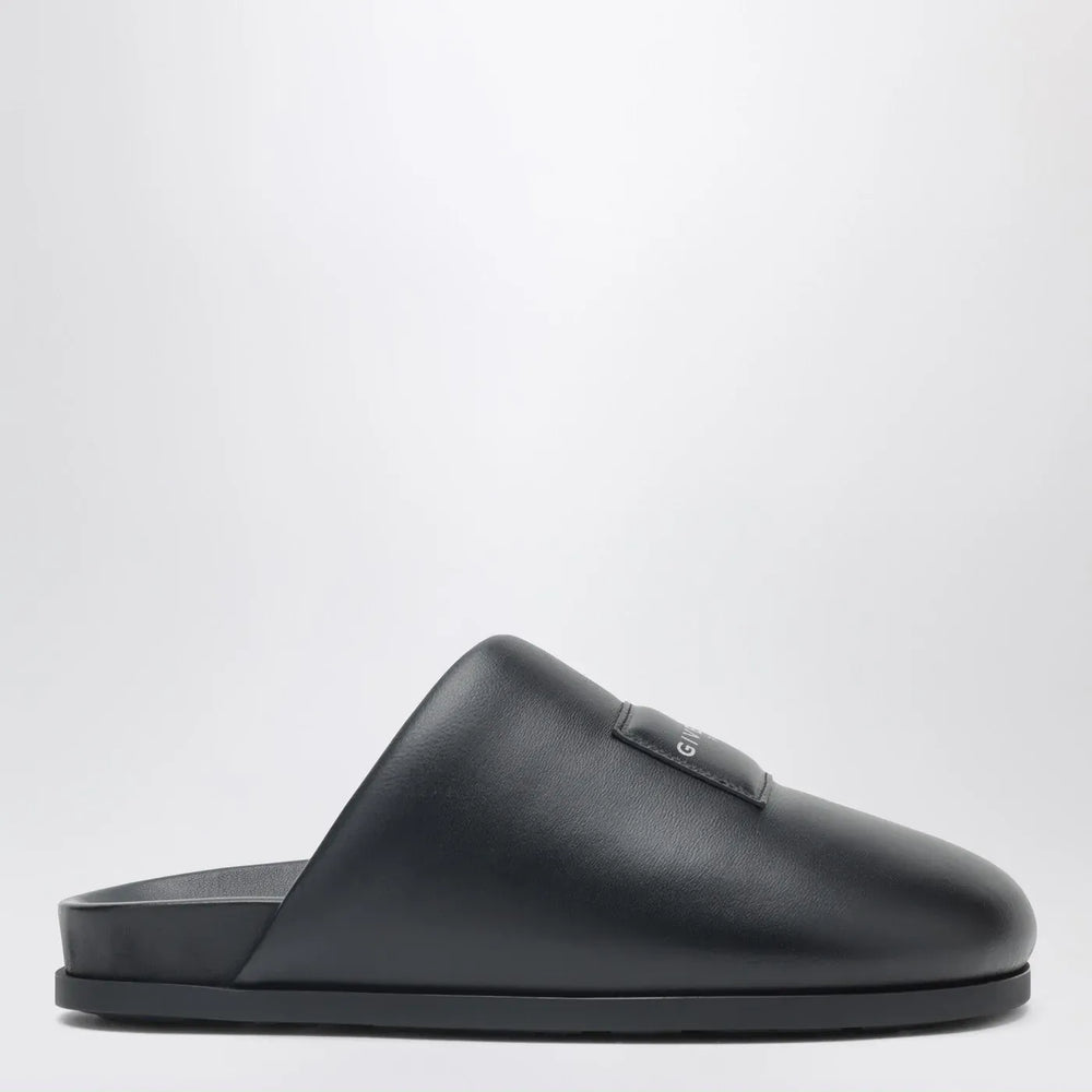 Givenchy - Label flat mules in black nappa leather Brand Shoes 36 IT