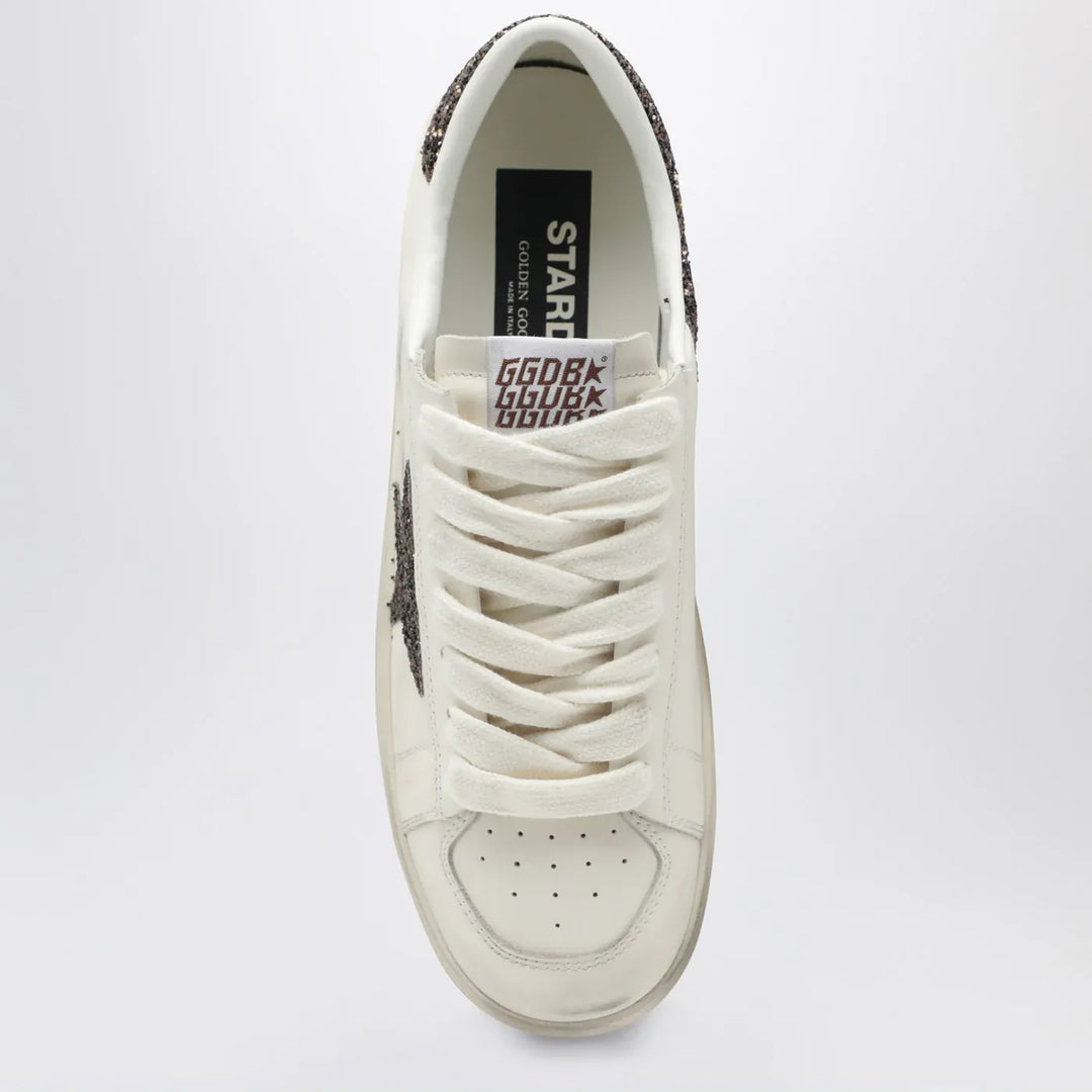 Golden Goose - Stardan Sneakers in white leather and brown glitter Brand Shoes