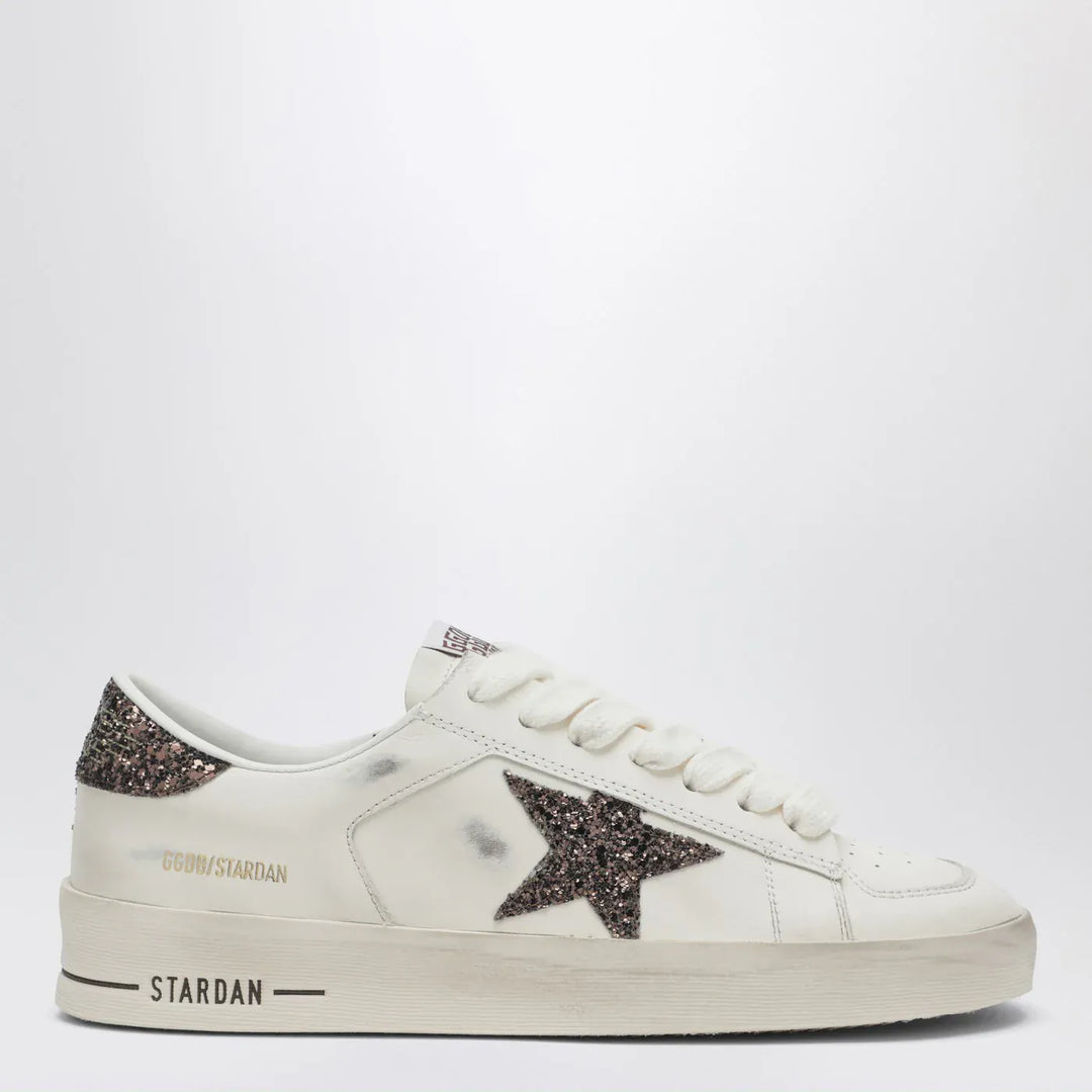 Golden Goose - Stardan Sneakers in white leather and brown glitter Brand Shoes 40 IT