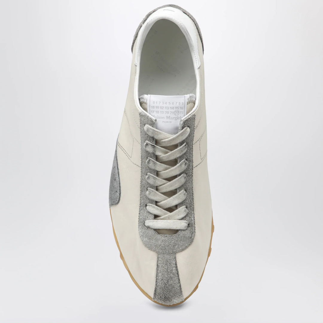Maison Margiela - Sprinters Sneakers In Cream Leather And Vintage Suede Brand Shoes