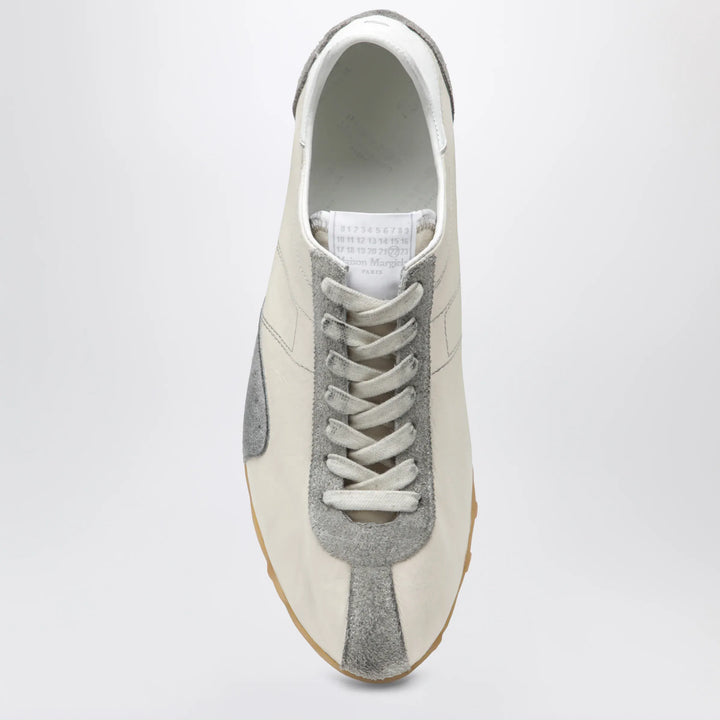 Maison Margiela - Sprinters Sneakers In Cream Leather And Vintage Suede Brand Shoes