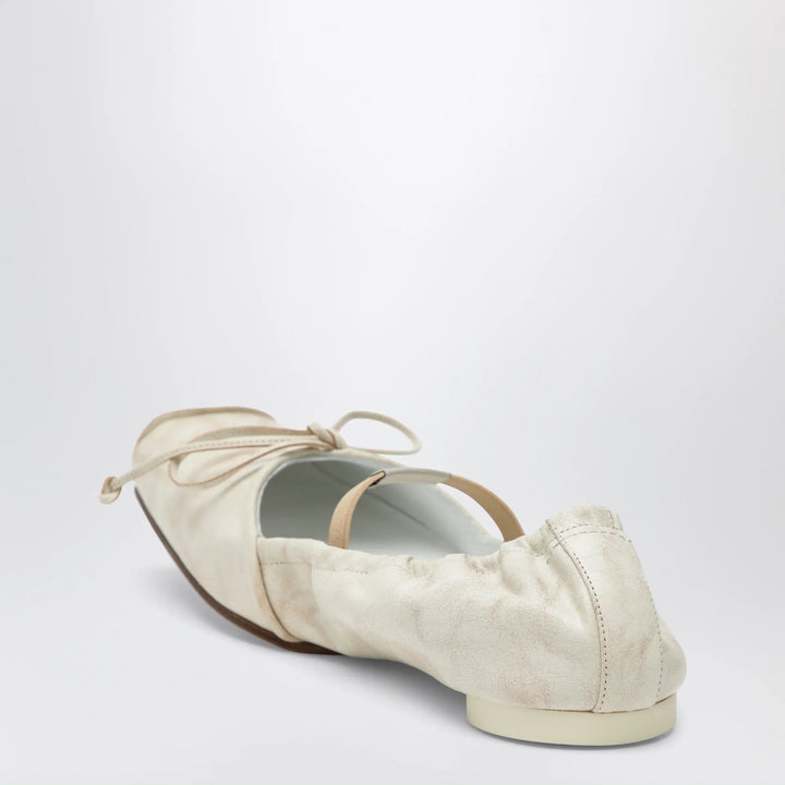 MM6 Maison Margiela - Light beige square-toe calfskin ballerina flats Brand Shoes