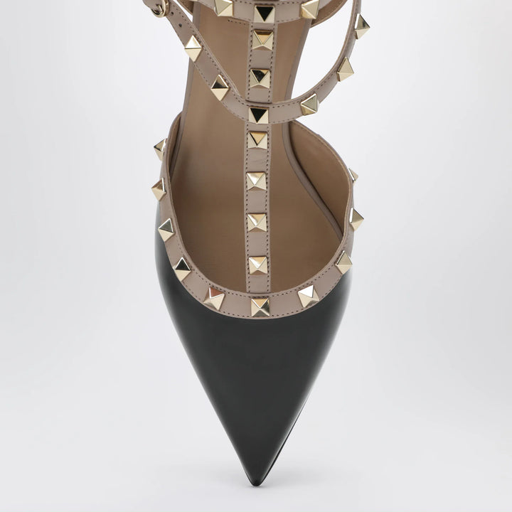 Valentino Garavani - Rockstud strap pumps in patent leather, black/powder Brand Shoes