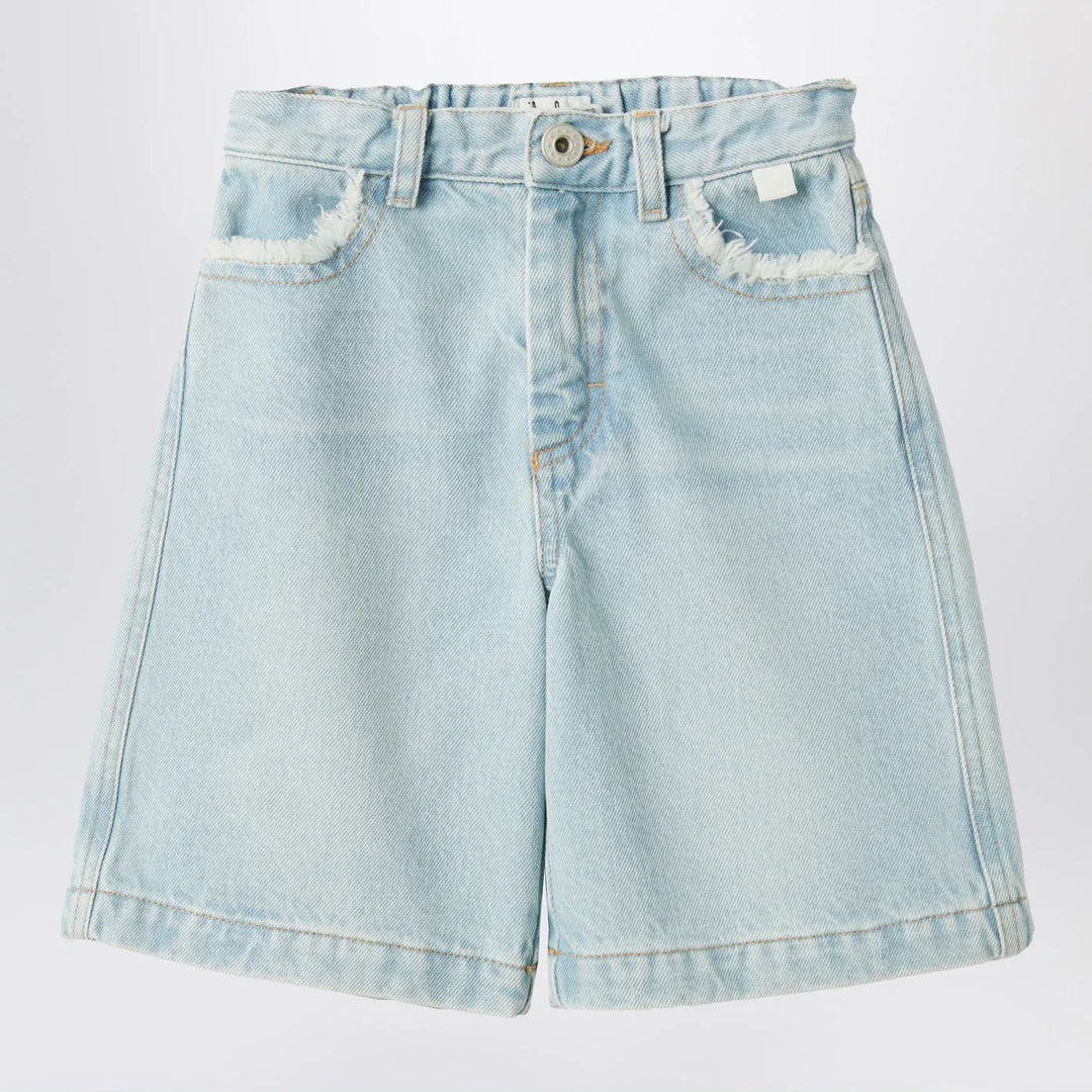 Il Gufo - Light blue denim Bermuda Brand Shorts 4Y