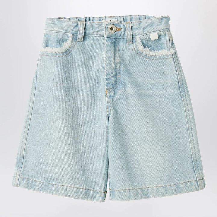 Il Gufo - Light blue denim Bermuda Brand Shorts 4Y