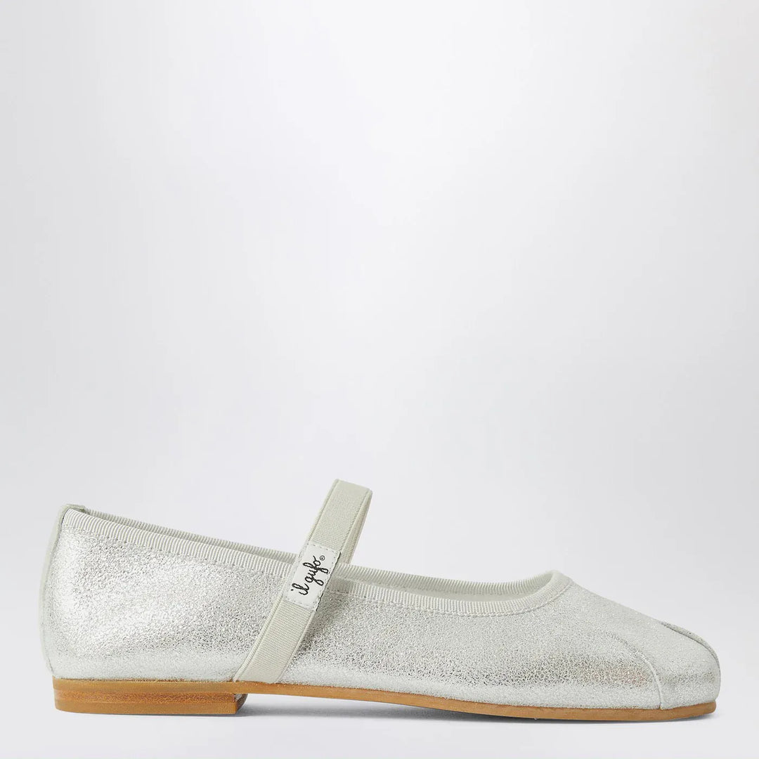 Silver ballet flats with elastic strap Brand 34