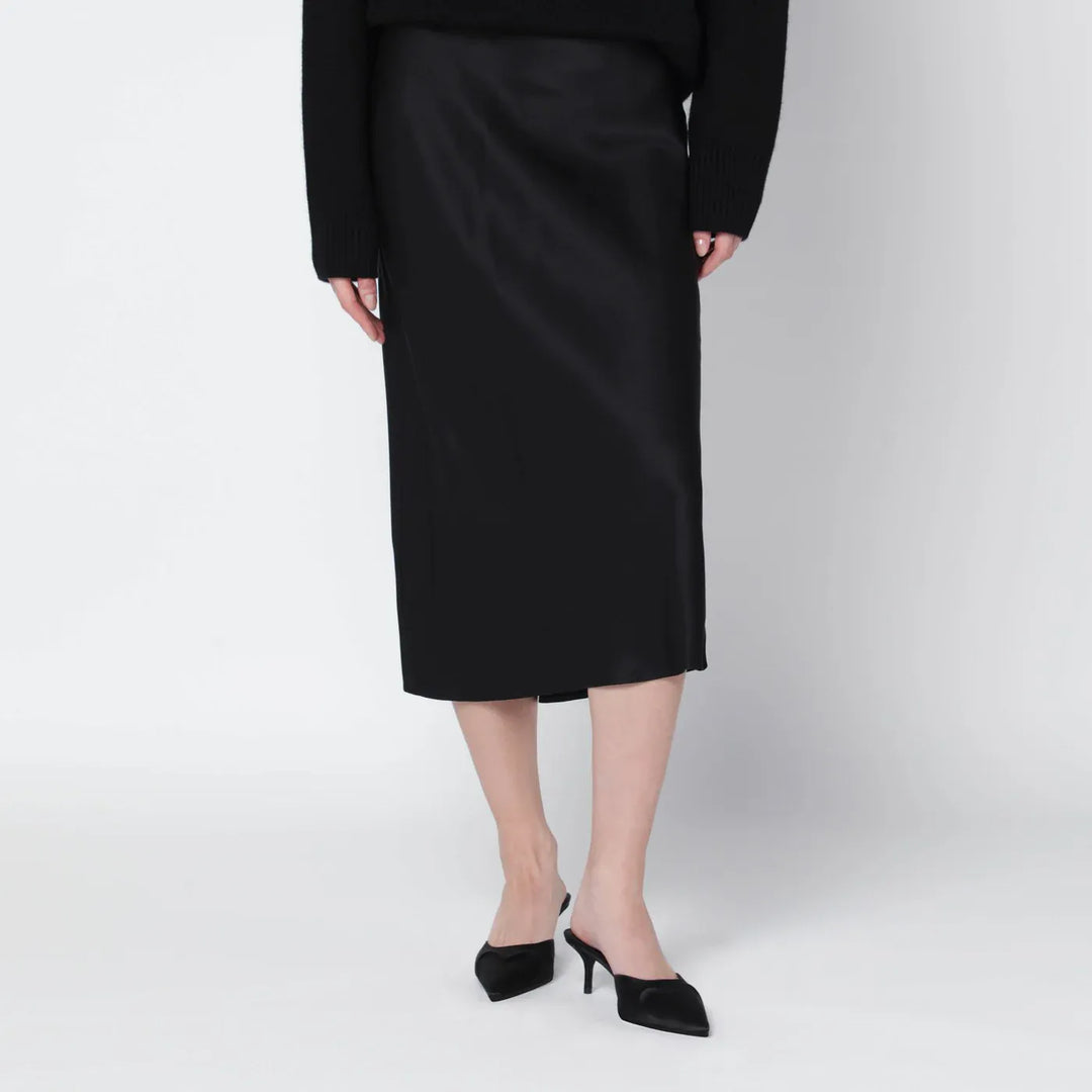 ANINE BING - Black silk Bar midi skirt Brand Skirts XS