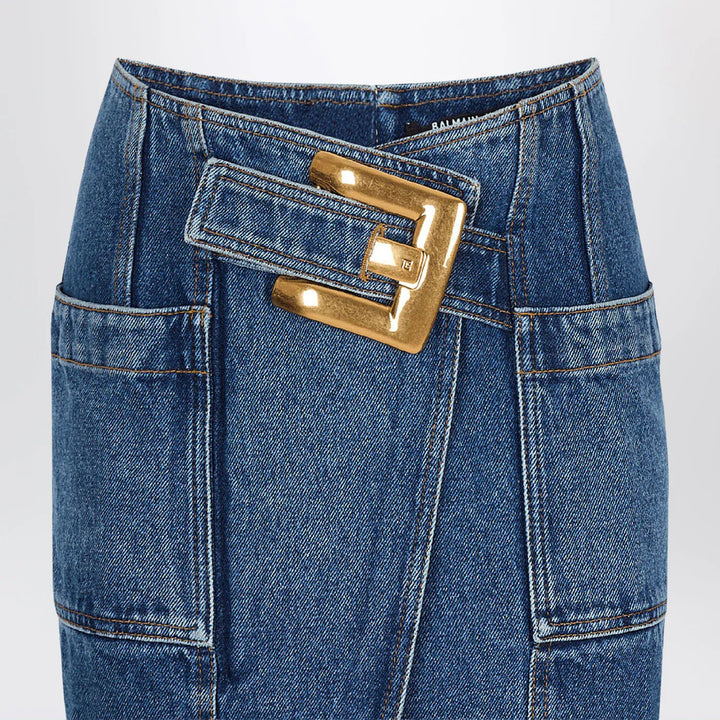 Balmain - Denim skirt with belt Brand Skirts