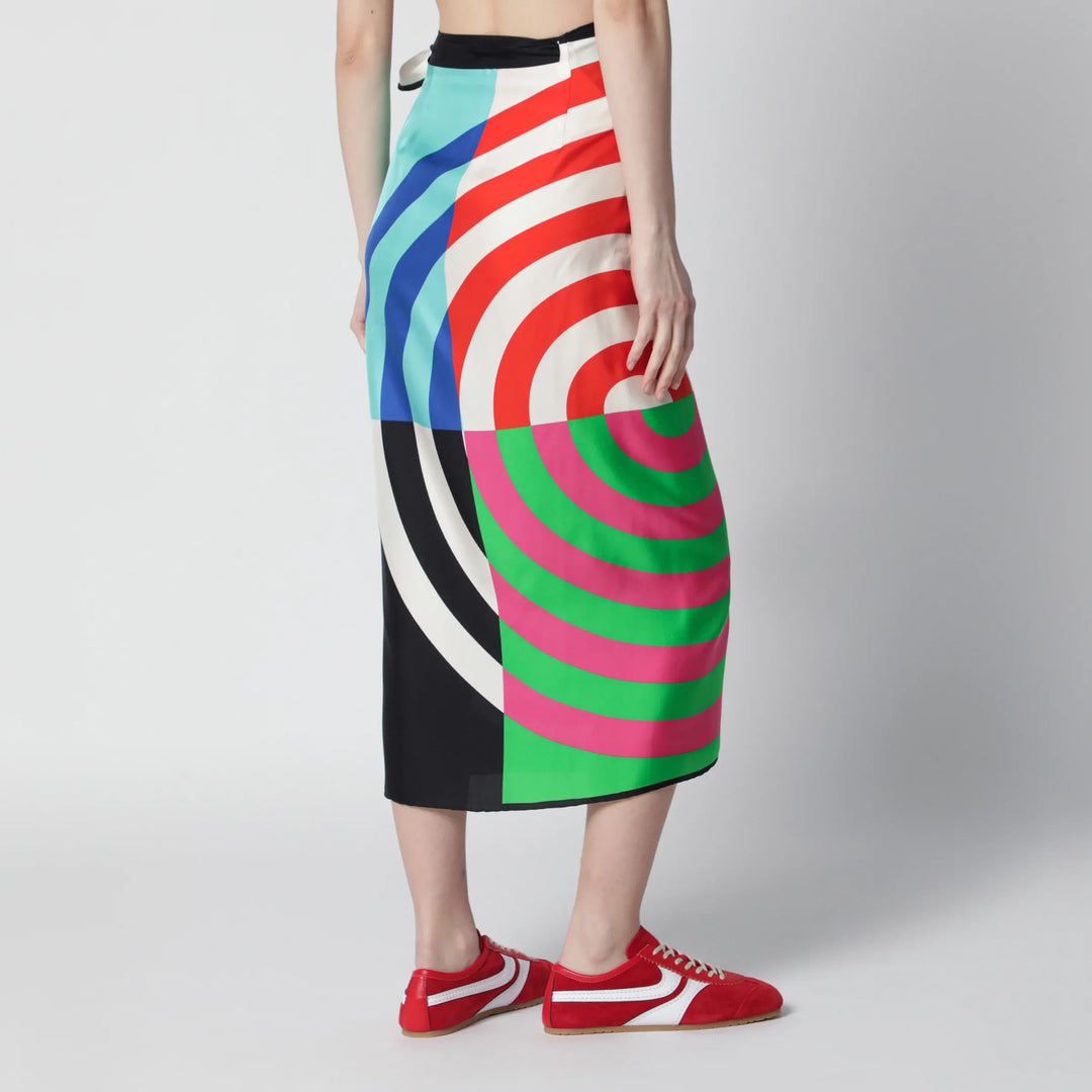 Dries Van Noten - Multicolor graphic print silk skirt Brand Skirts TU