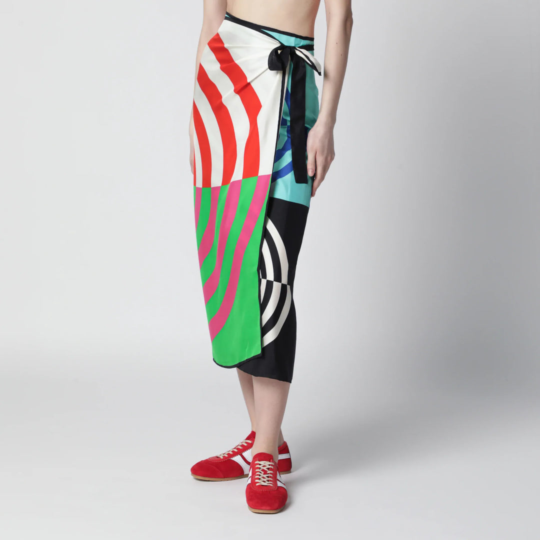Dries Van Noten - Multicolor graphic print silk skirt Brand Skirts TU
