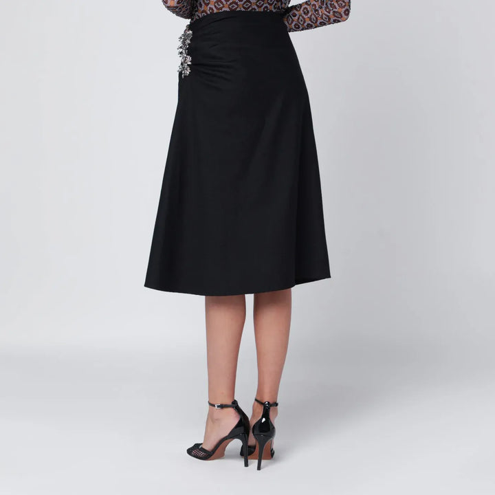 Dries Van Noten - Navy blue draped skirt with brooch Brand Skirts 34  FR