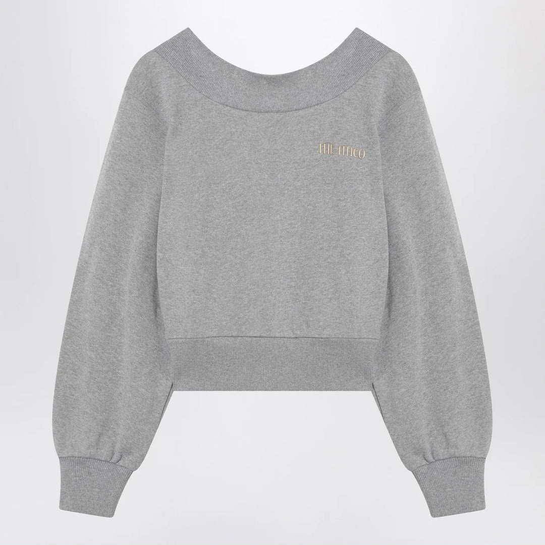 The Attico - Gray mélange/beige sweatshirt with cut out Brand Sweatshirt 40  IT
