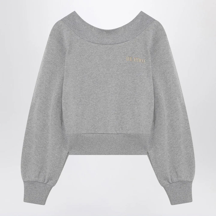 The Attico - Gray mélange/beige sweatshirt with cut out Brand Sweatshirt 40  IT