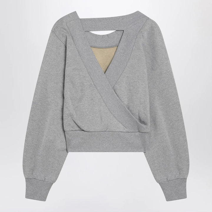 The Attico - Gray mélange/beige sweatshirt with cut out Brand Sweatshirt 40  IT