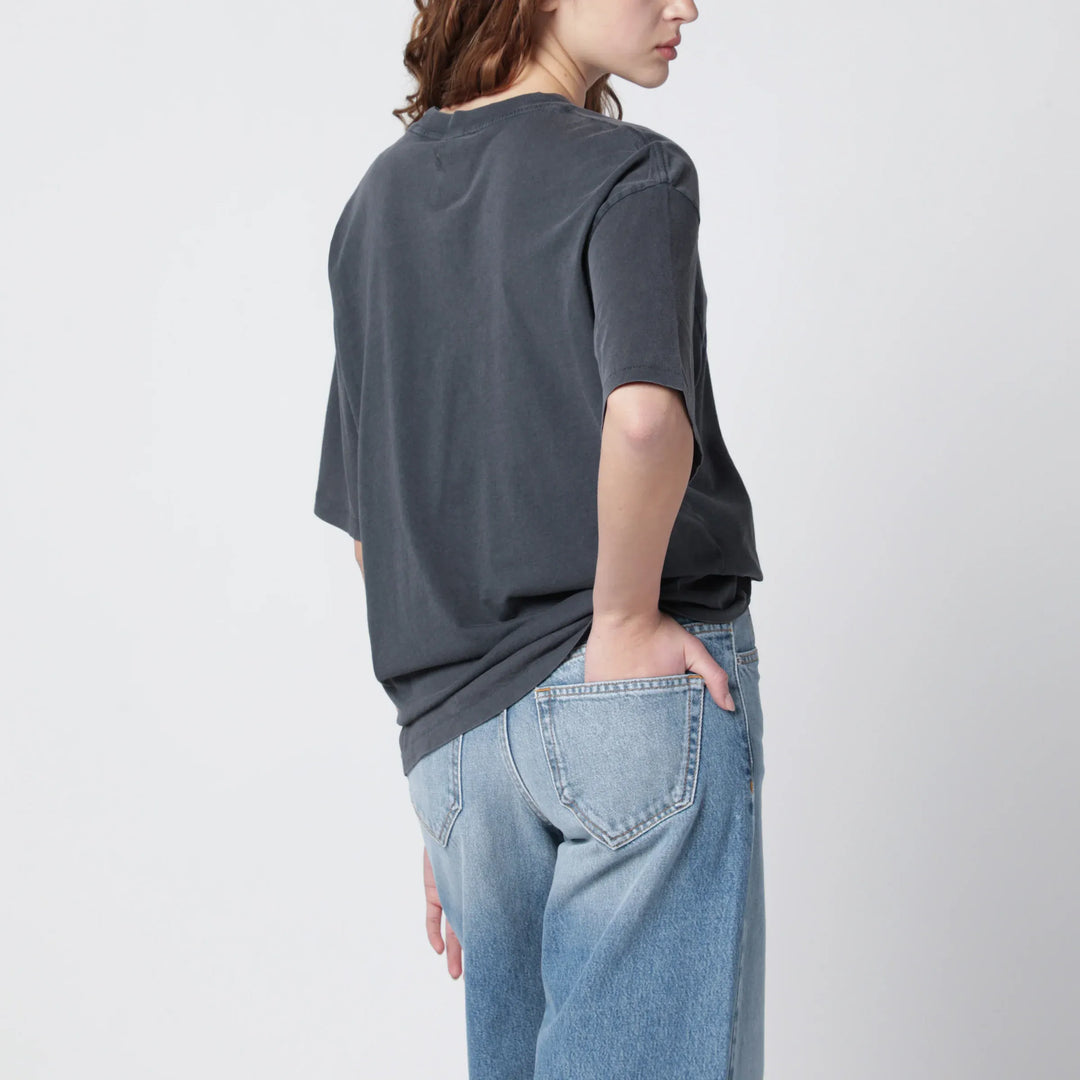 ANINE BING - Spencer Eagle washed black T-shirt Brand T-Shirts
