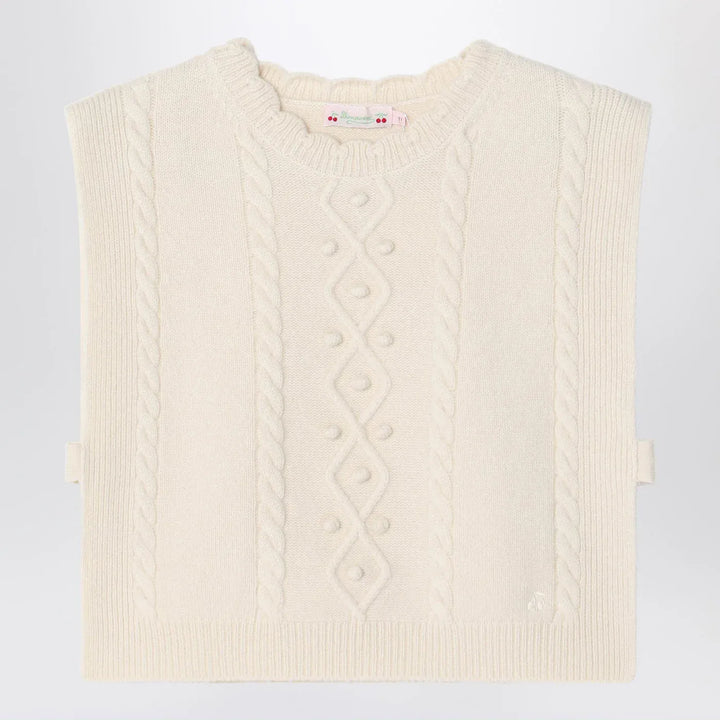 Bonpoint - Beige wool gilet with a braided pattern Brand Vests T2