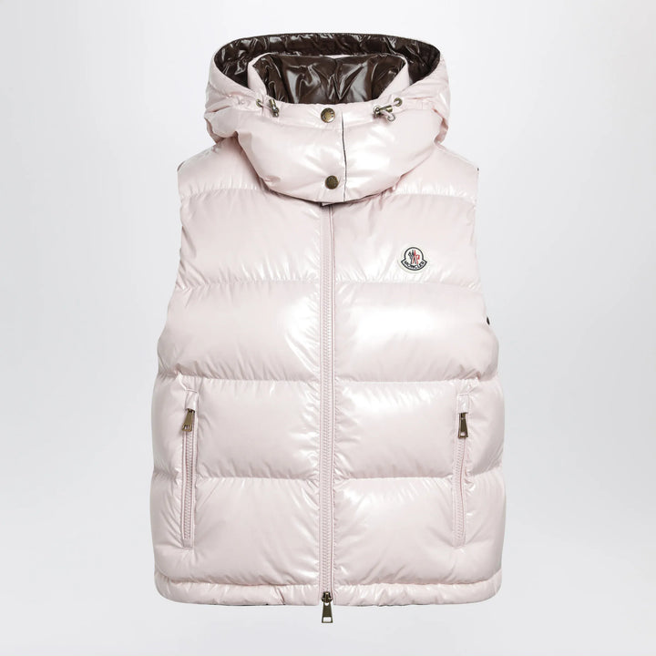 Moncler - Niverolle short down vest in nylon, pink Brand Vests 2
