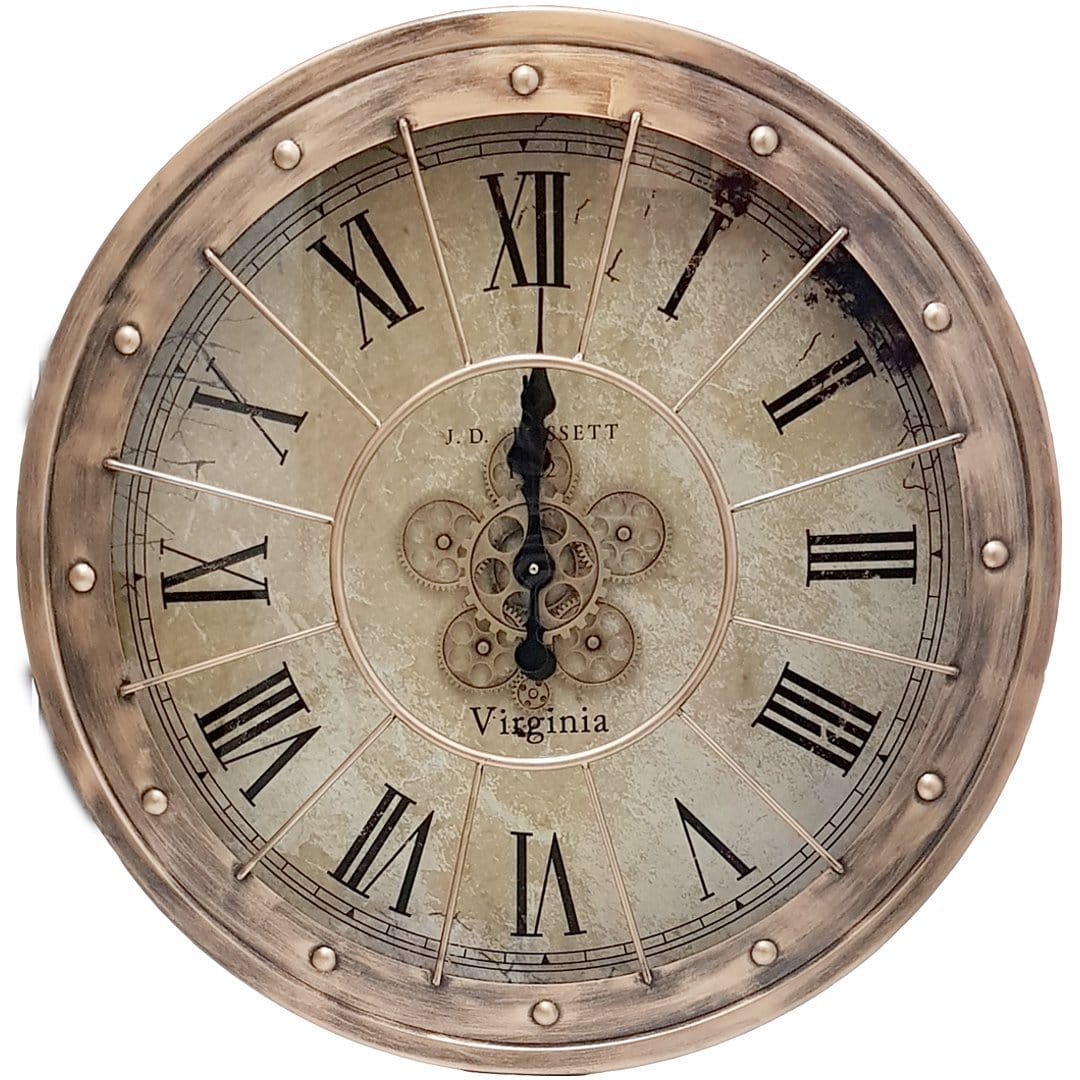 Chilli Wall Clock Basset Round 80cm Moving Cogs Wall Clock - Copper Brand