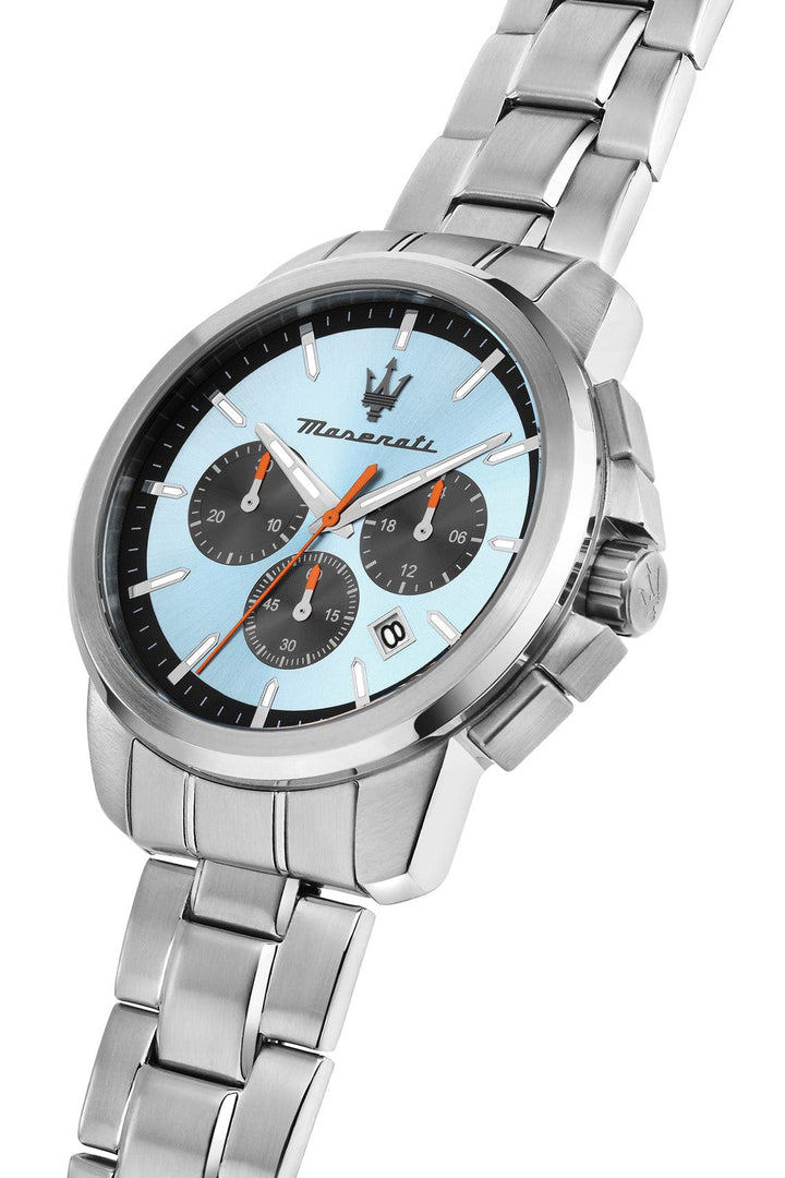 Watch Maserati Successo 42mm Chrono Blue Dial Stainless Steel Strap Watch Brand